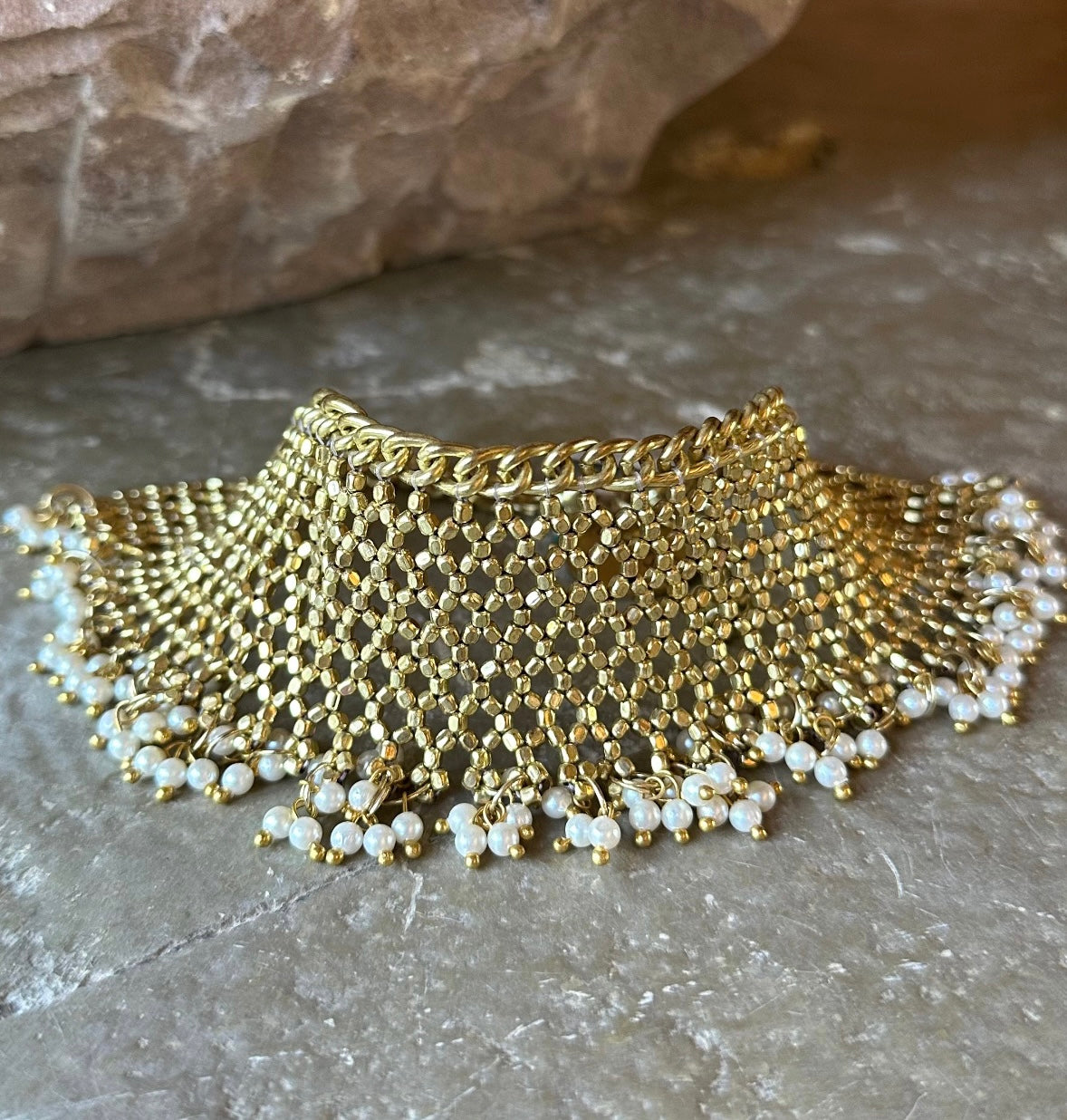 Gold Choker with Pearls