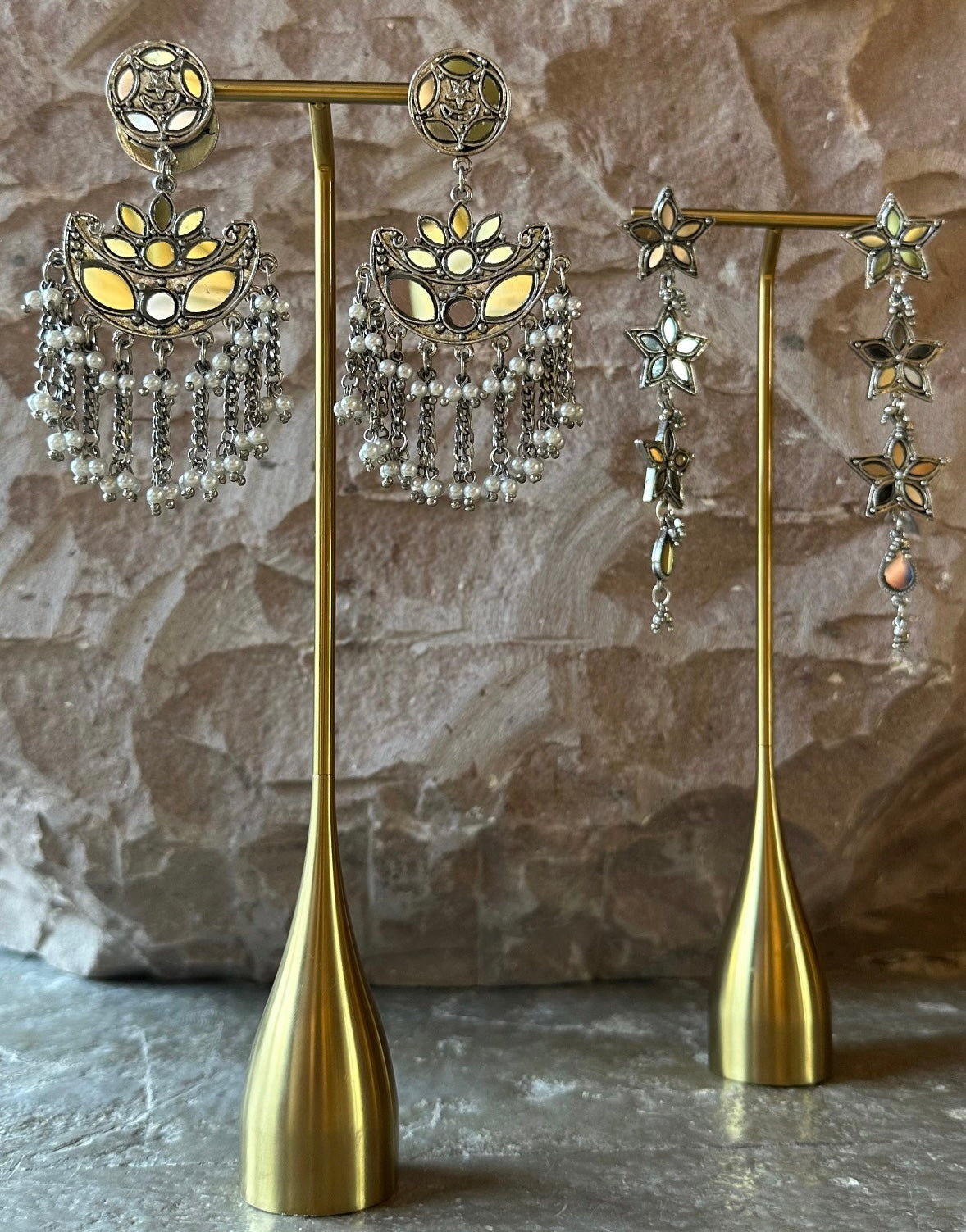 Silver Mirrorwork Earrings