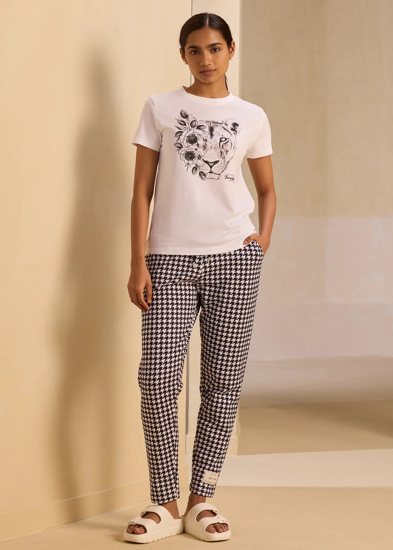 Embroidered Lioness Graphic Tee