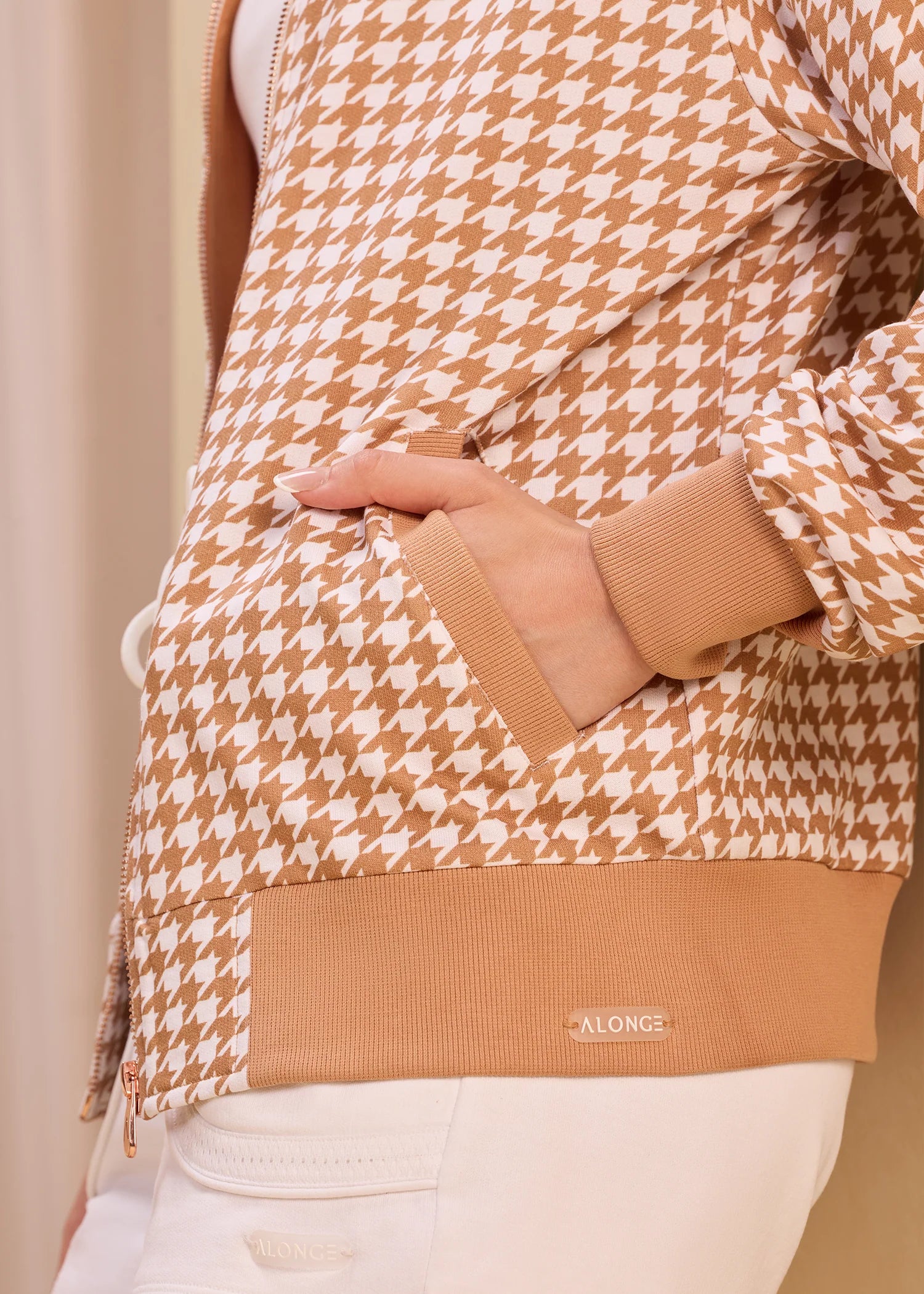 Houndstooth Zipper Jacket