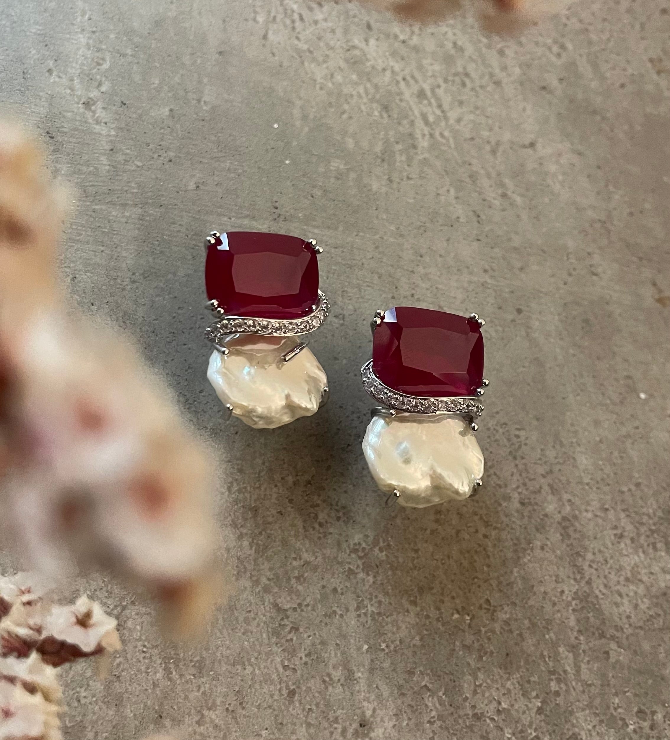 Ruby Pearl Earrings