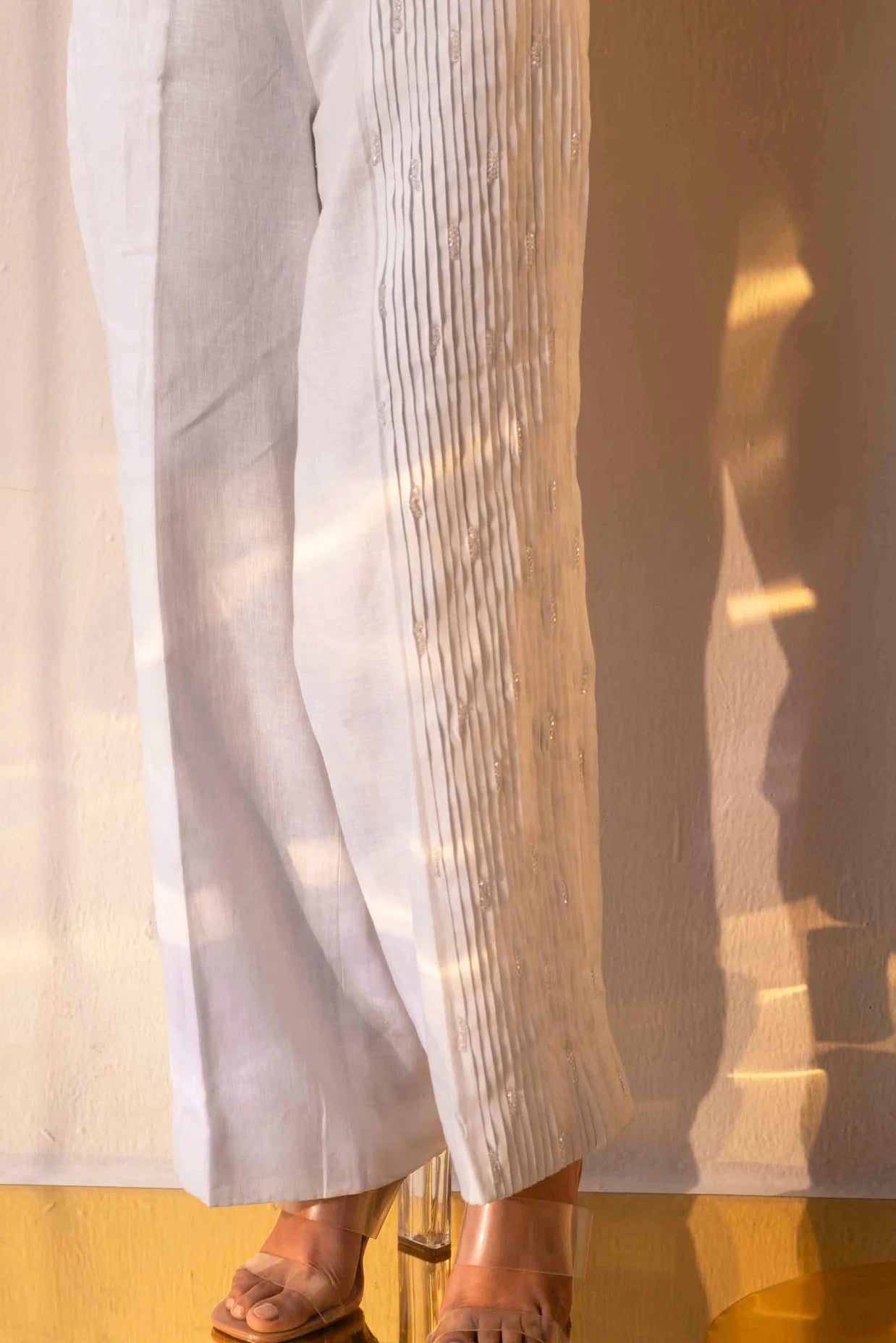 Golden Hour Crystal Pleats Pants