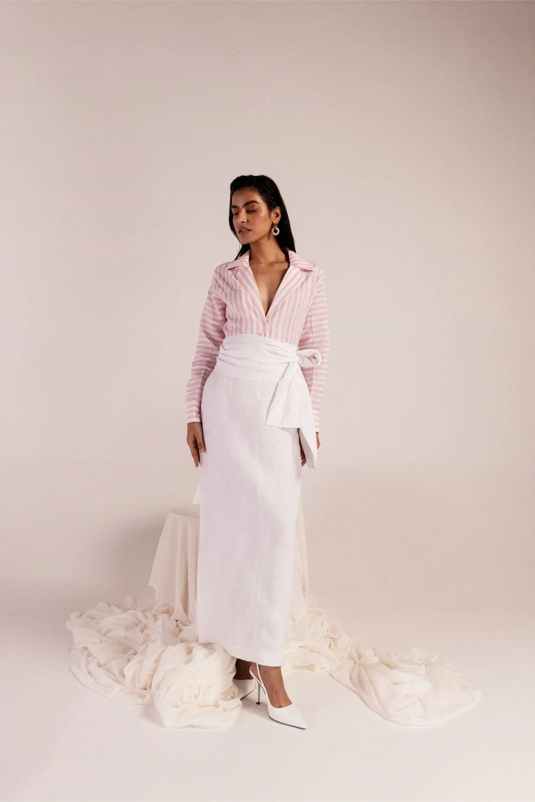 Valora Maritime Stripe Linen Dress