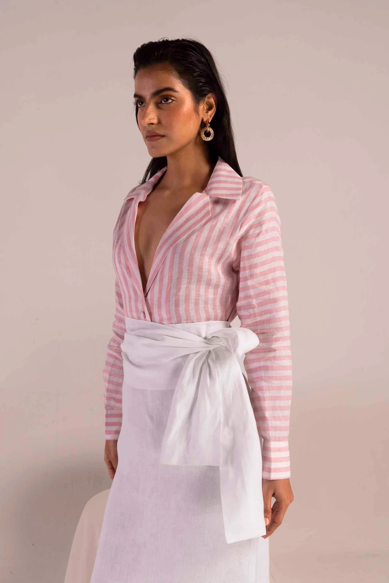 Valora Maritime Stripe Linen Dress