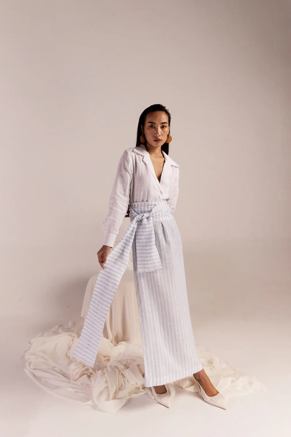 Valora Maritime Stripe Linen Dress