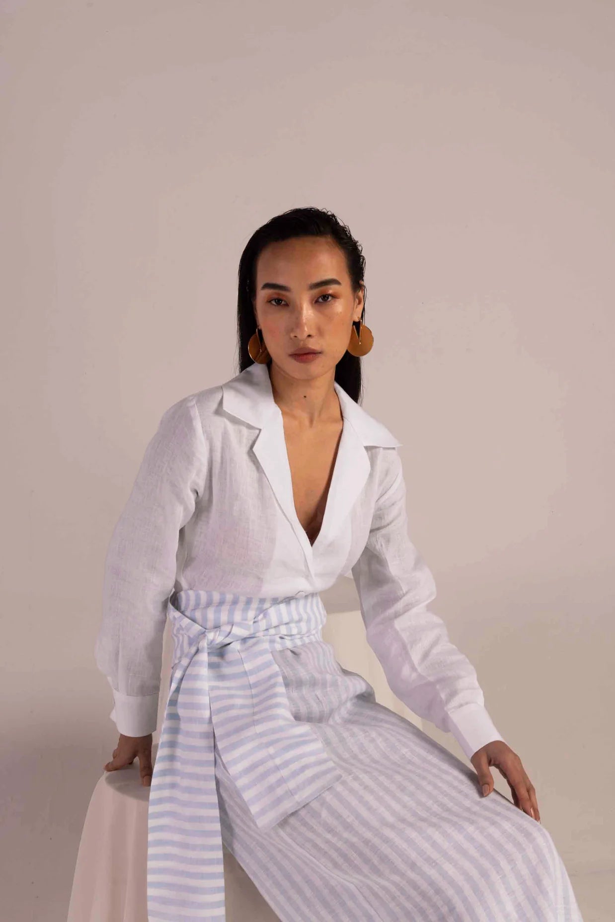 Valora Maritime Stripe Linen Dress