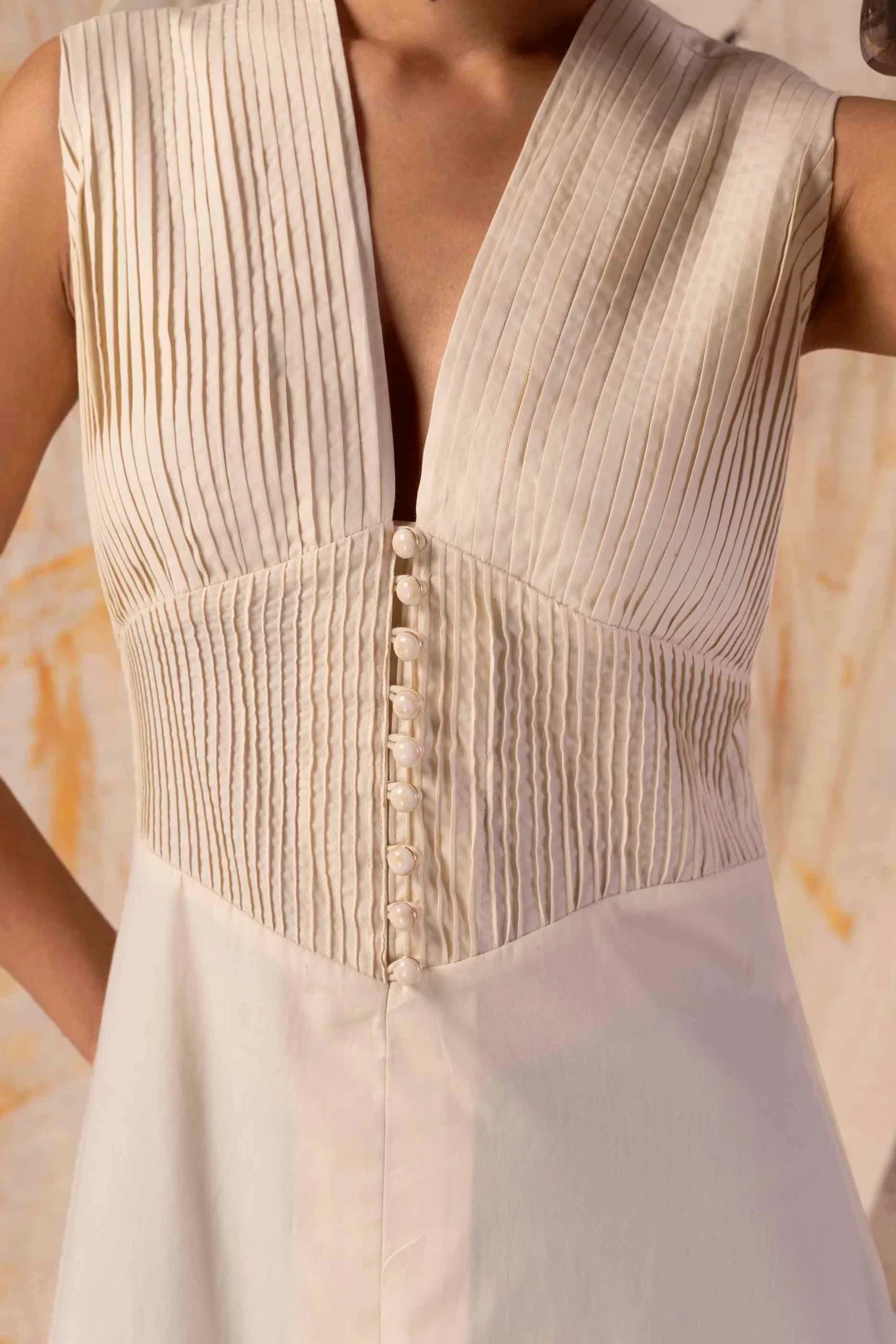 Petal Yellow Pleated Dress