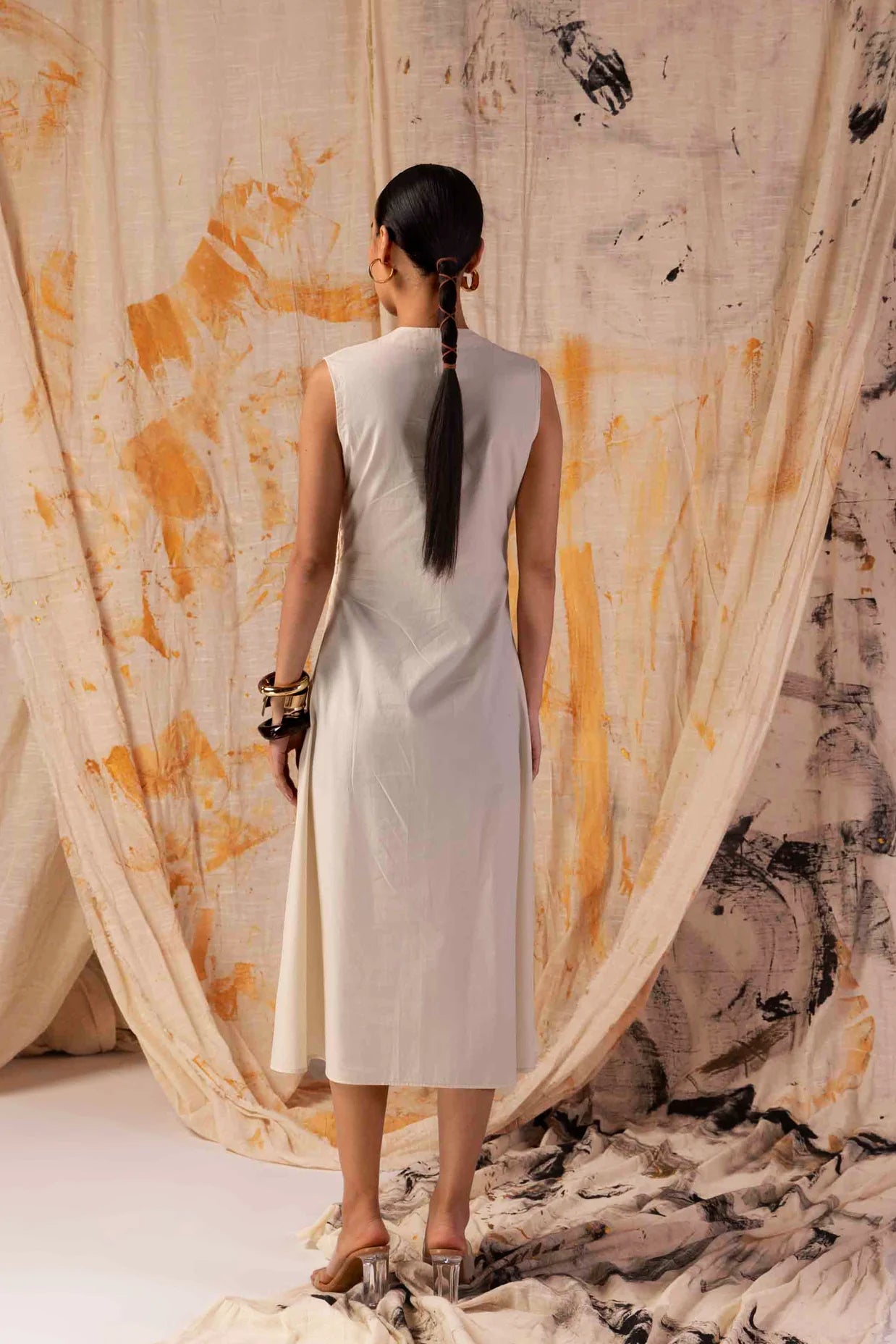Petal Yellow Pleated Dress