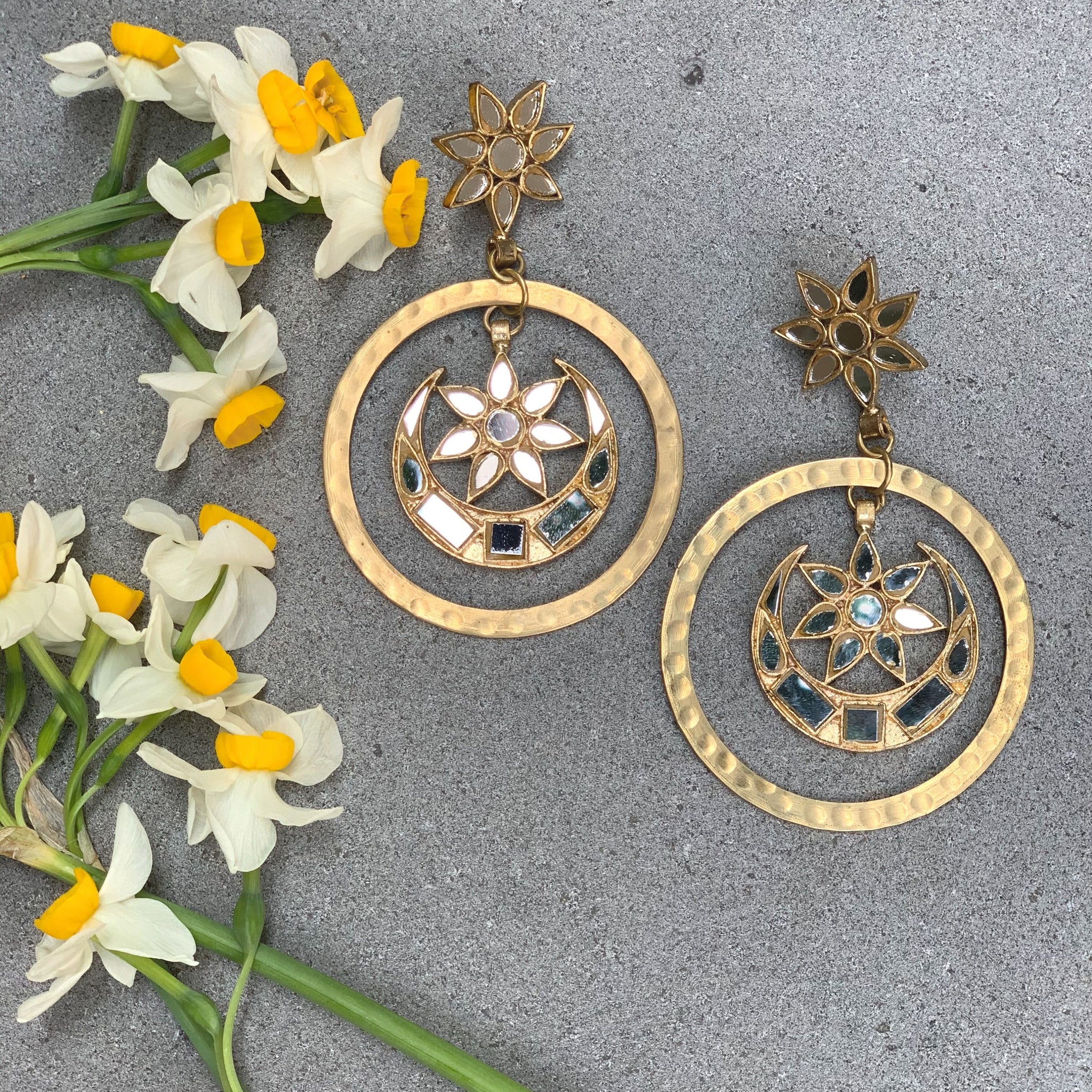 Gold Mirrorwork Loop Earrings