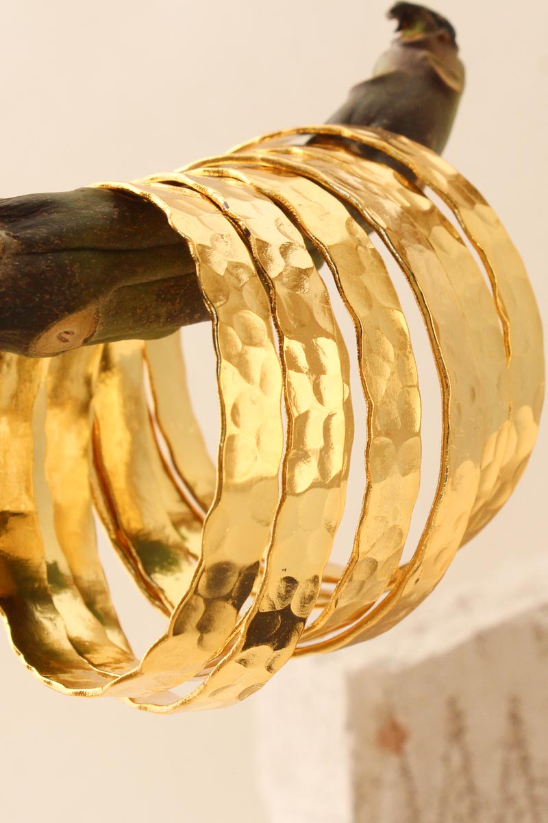 Hammered Bangle Stack