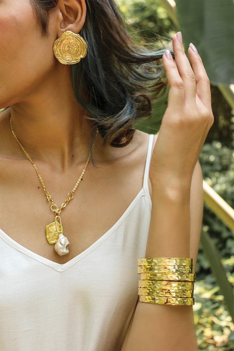 Hammered Bangle Stack