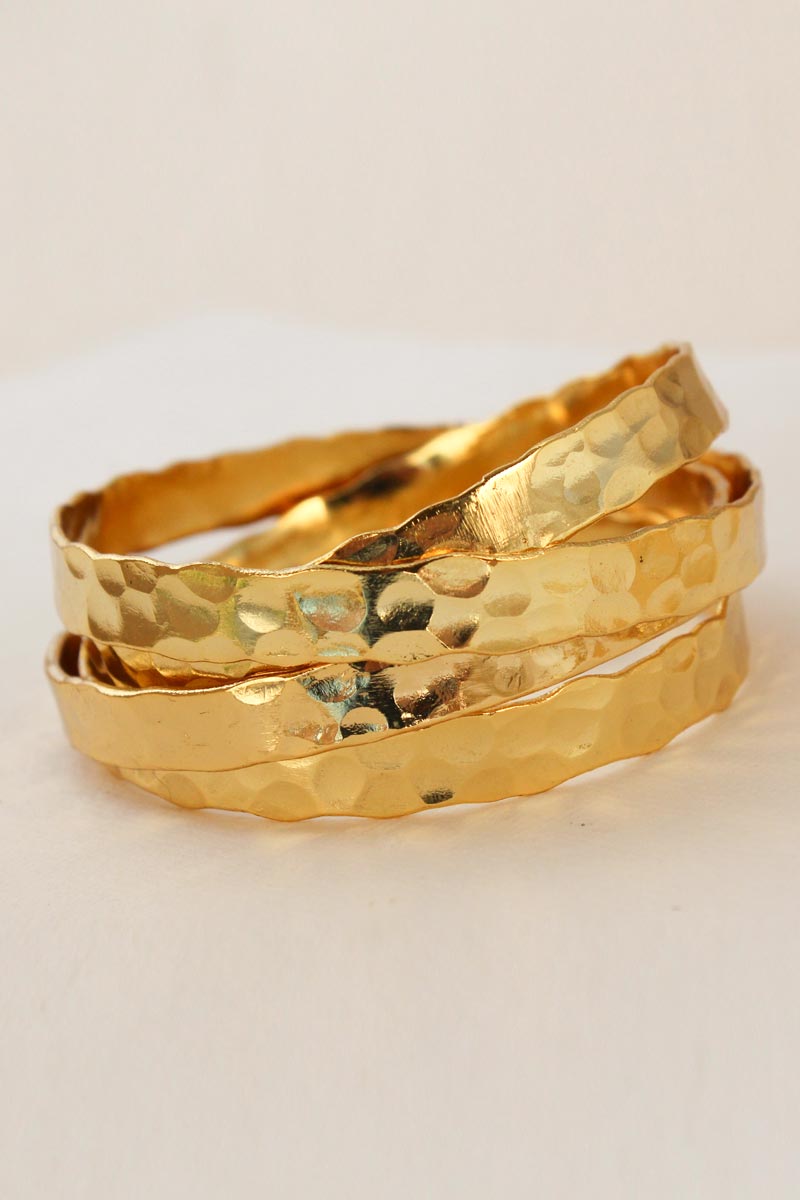 Hammered Bangle Stack