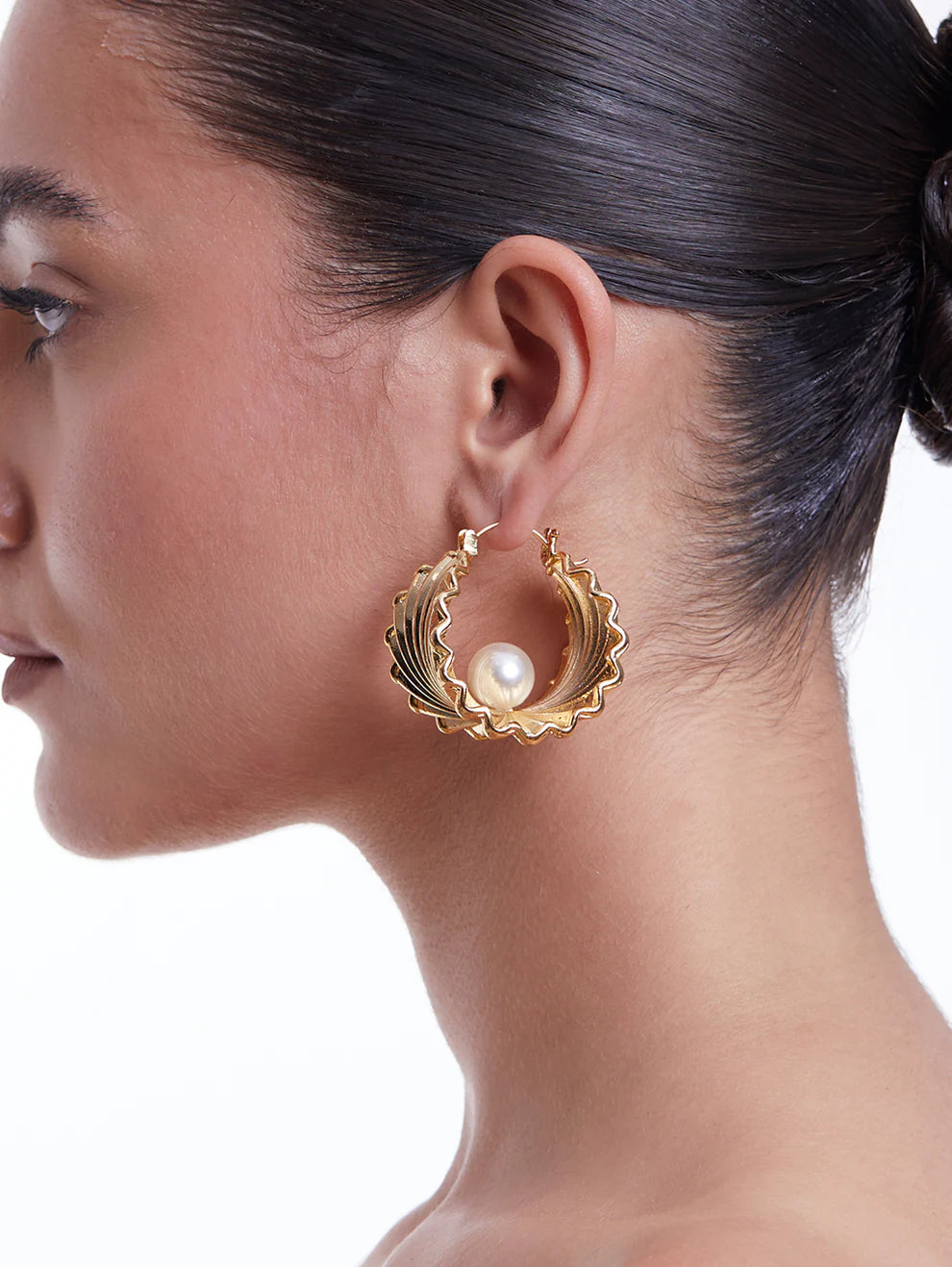 Golden Oyster Hoops