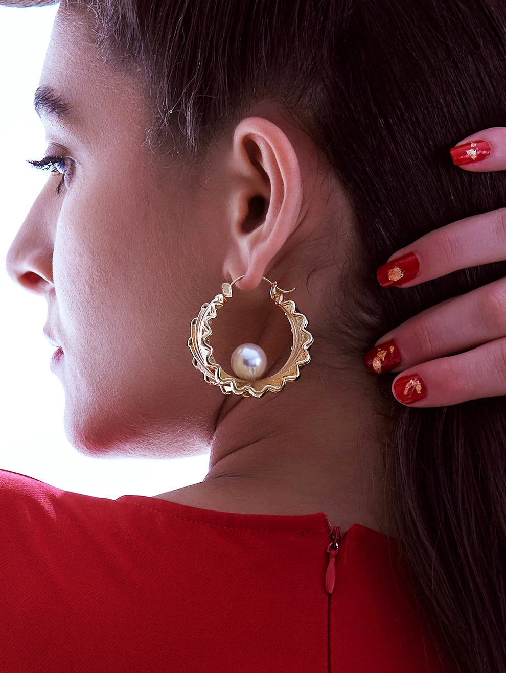 Golden Oyster Hoops
