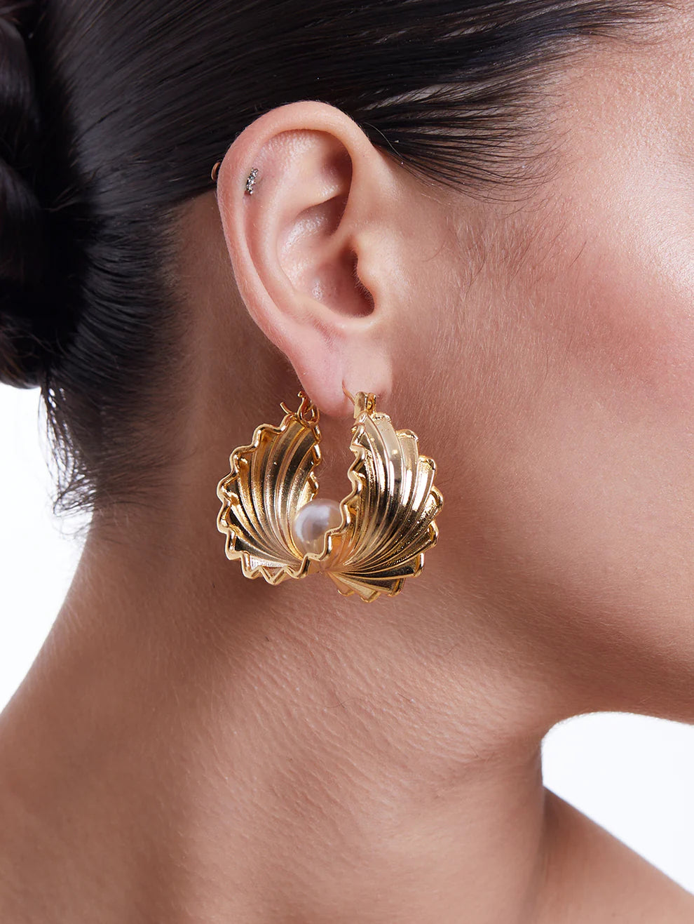 Golden Oyster Hoops