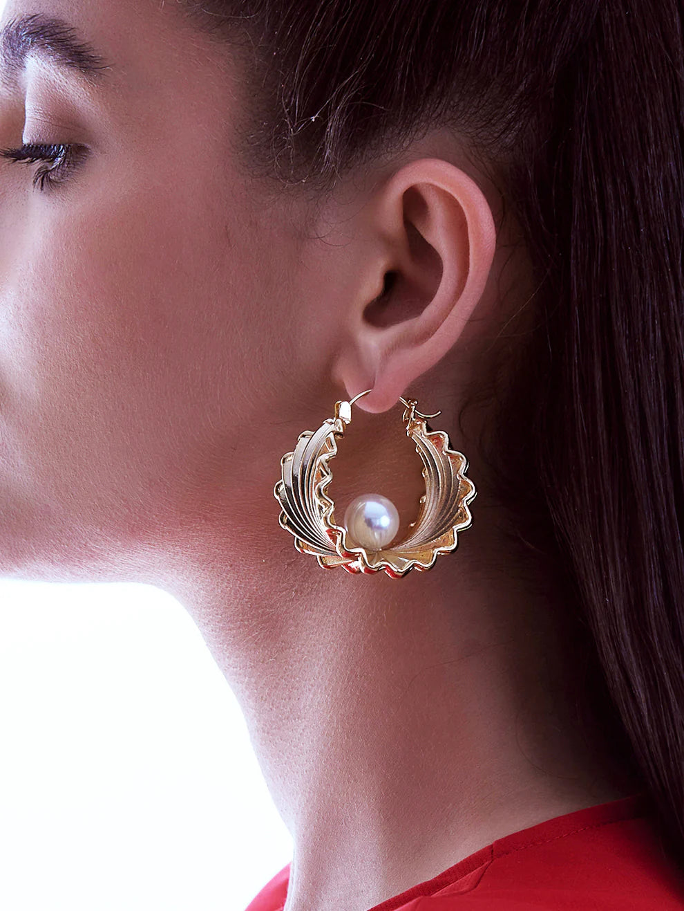 Golden Oyster Hoops