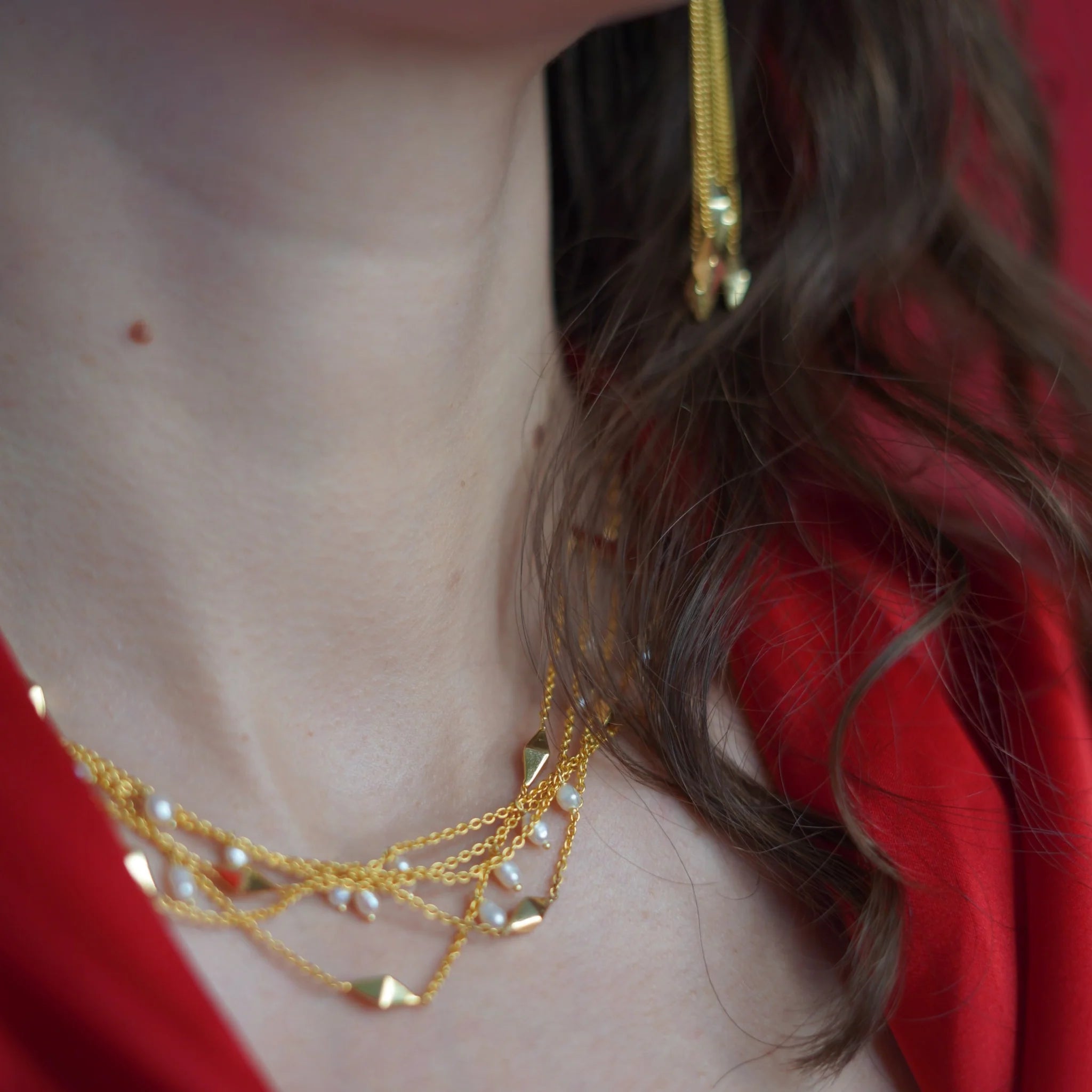 Linked Up Spike Pearl Necklace