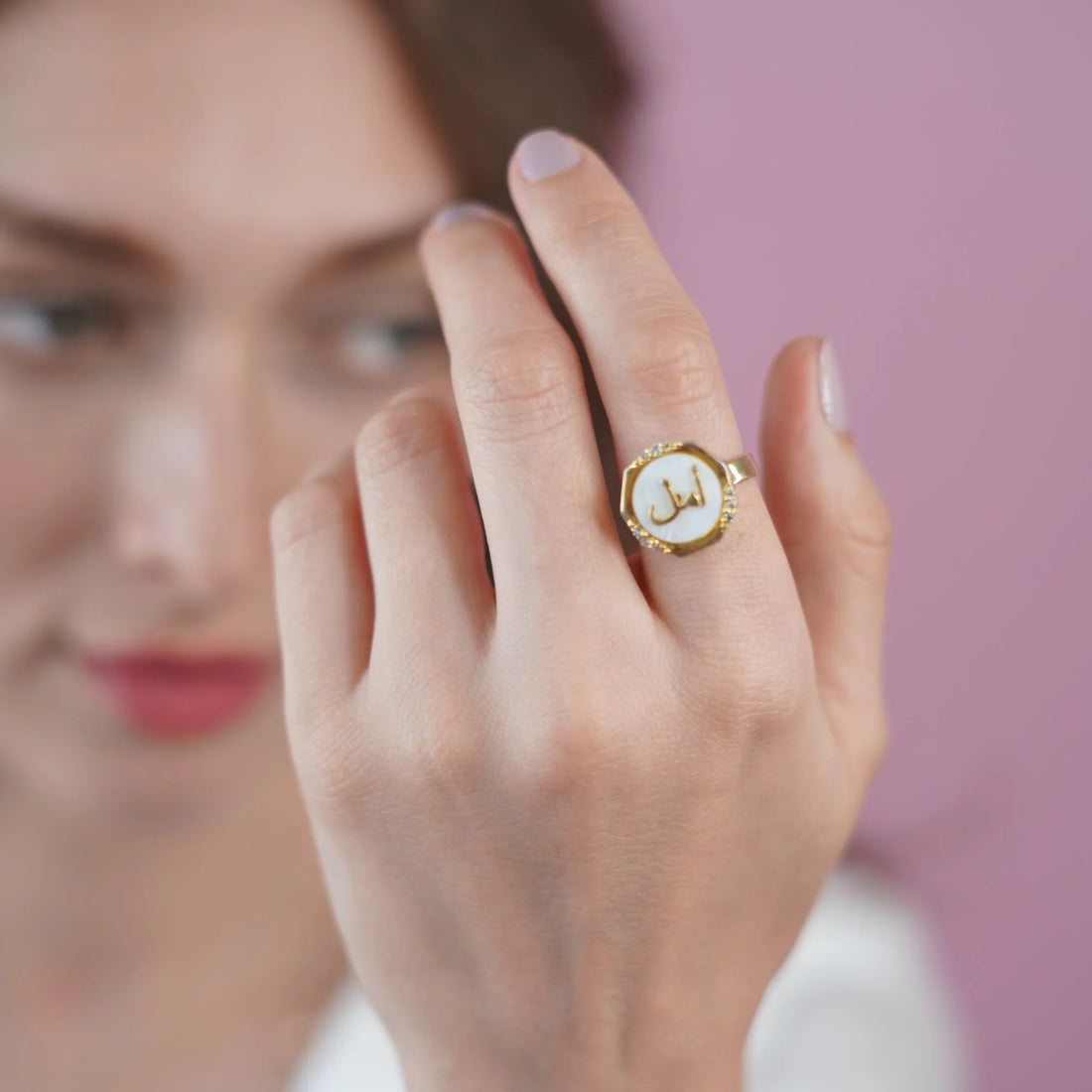 Hope Mother of Pearl Studded Ring
