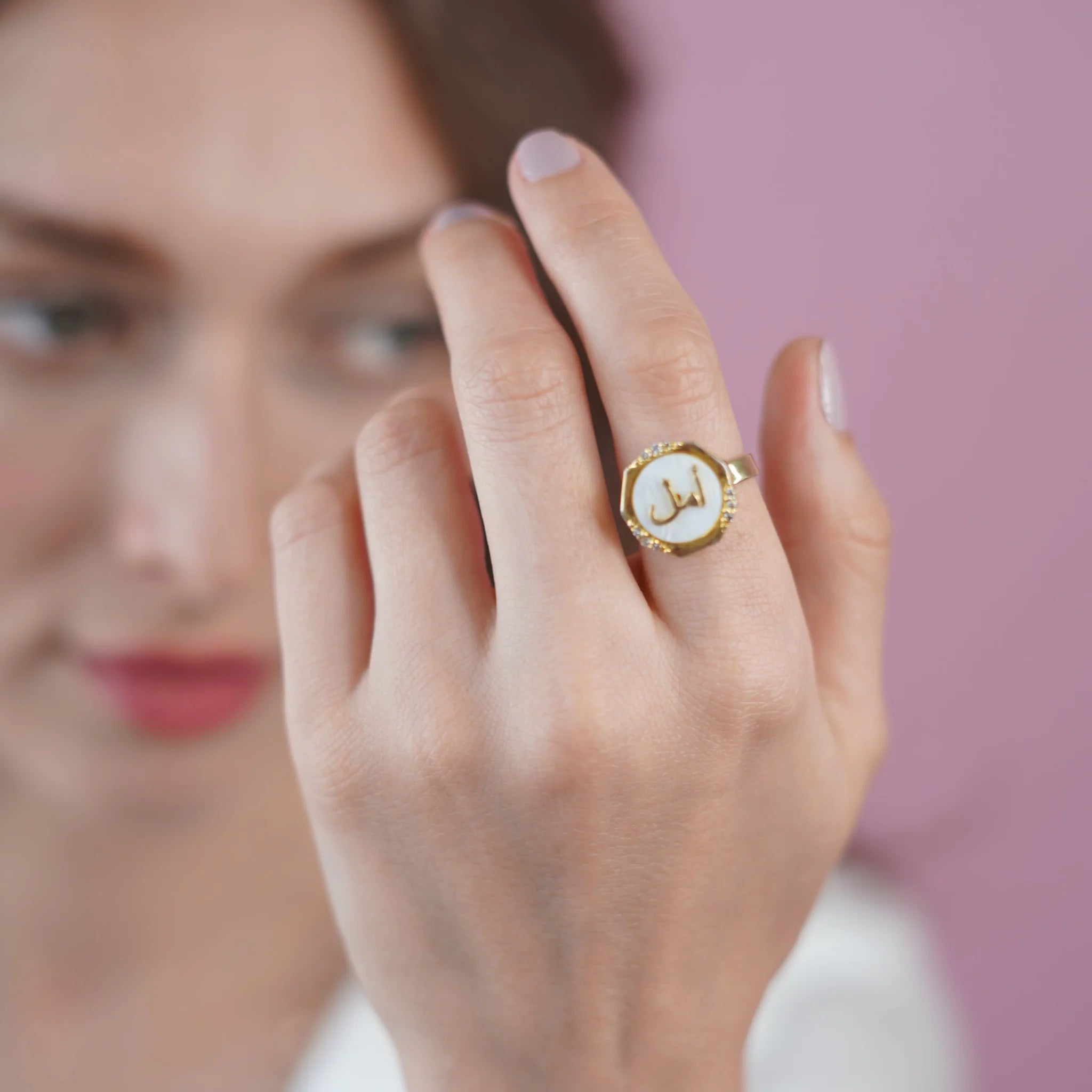Hope Mother of Pearl Studded Ring