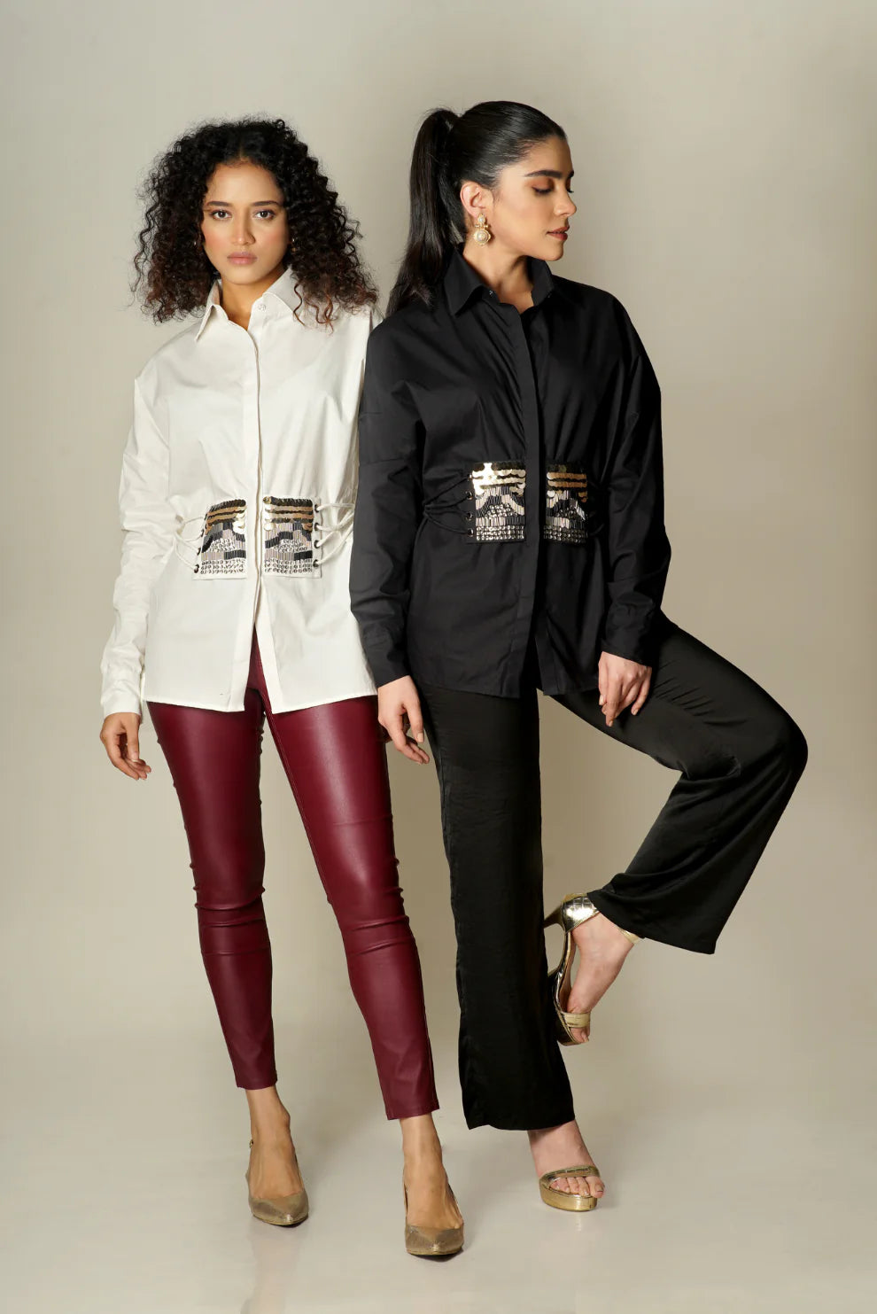 Christine Sequin Belted Shirt