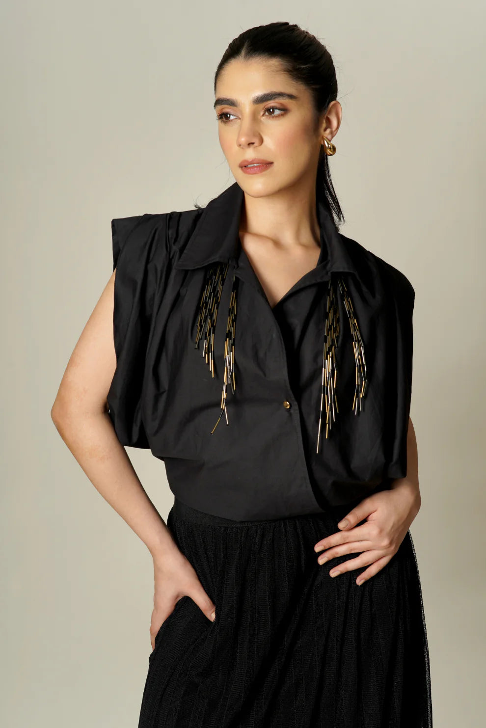 Khloe Overlap Necklace Shirt