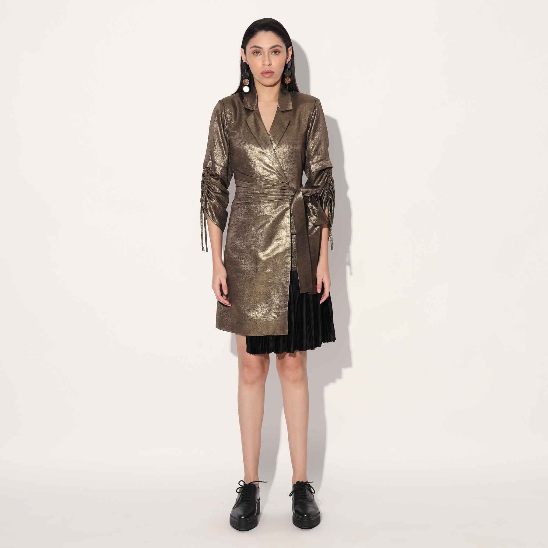 Nebula Gold Wrap Jacket Dress
