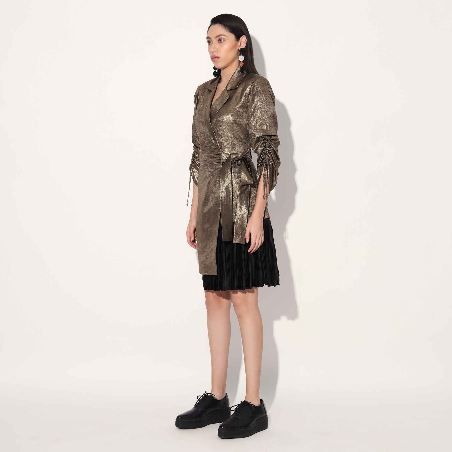 Nebula Gold Wrap Jacket Dress