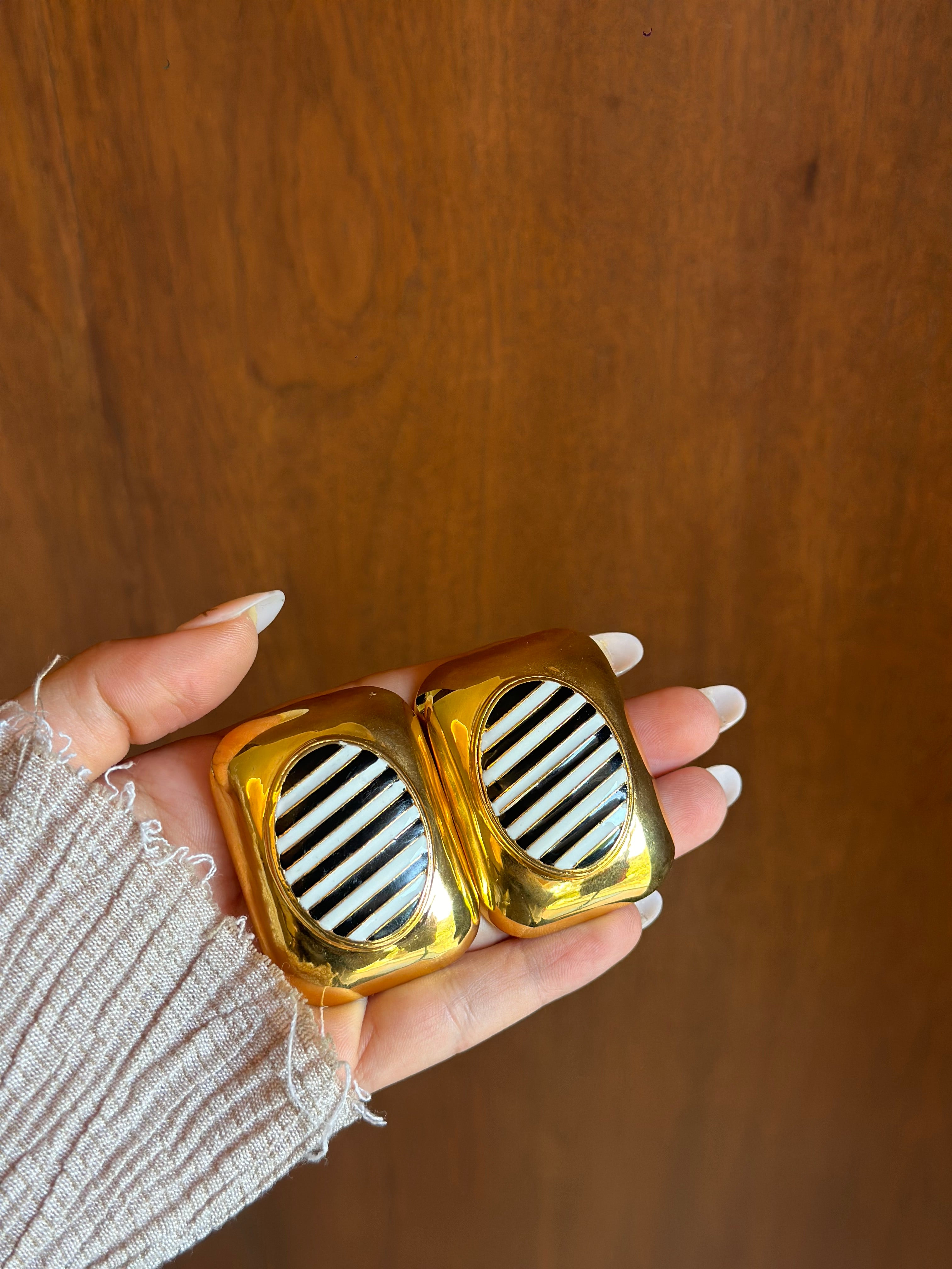 Black And White Stripes Studs
