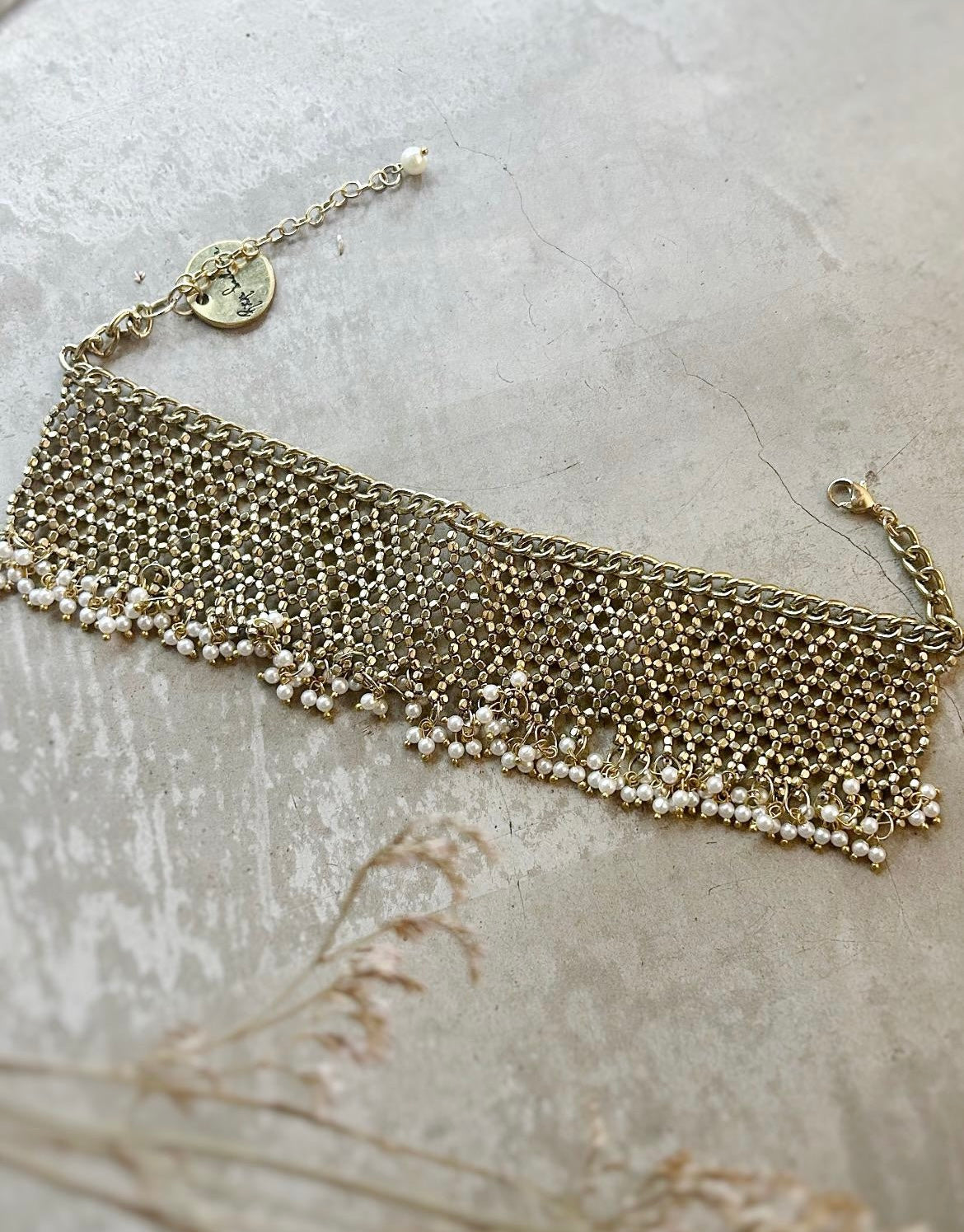 Gold Choker with Pearls